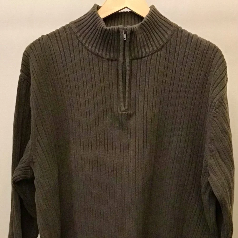 Wilke-Rodriguez XXL 100% Cotton Sweater Olive Army Green Color Pullover Zip